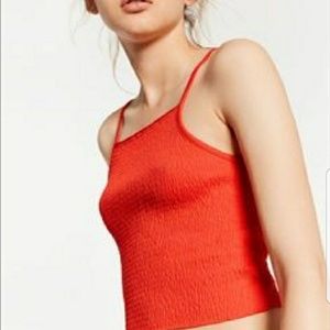 Zara smocked red crop tank